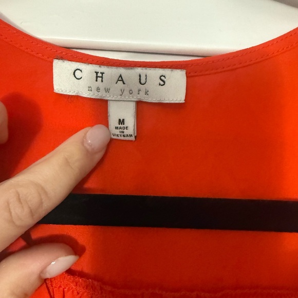 Women's Red/orange V-Neck Top with flutter sleeves - Picture 3 of 3